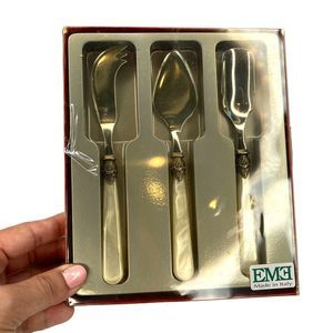 EME Inox Italy Ivory Opalescent Tapas Cutlery Cheese Knives 18/10 Set Of 3 NIB